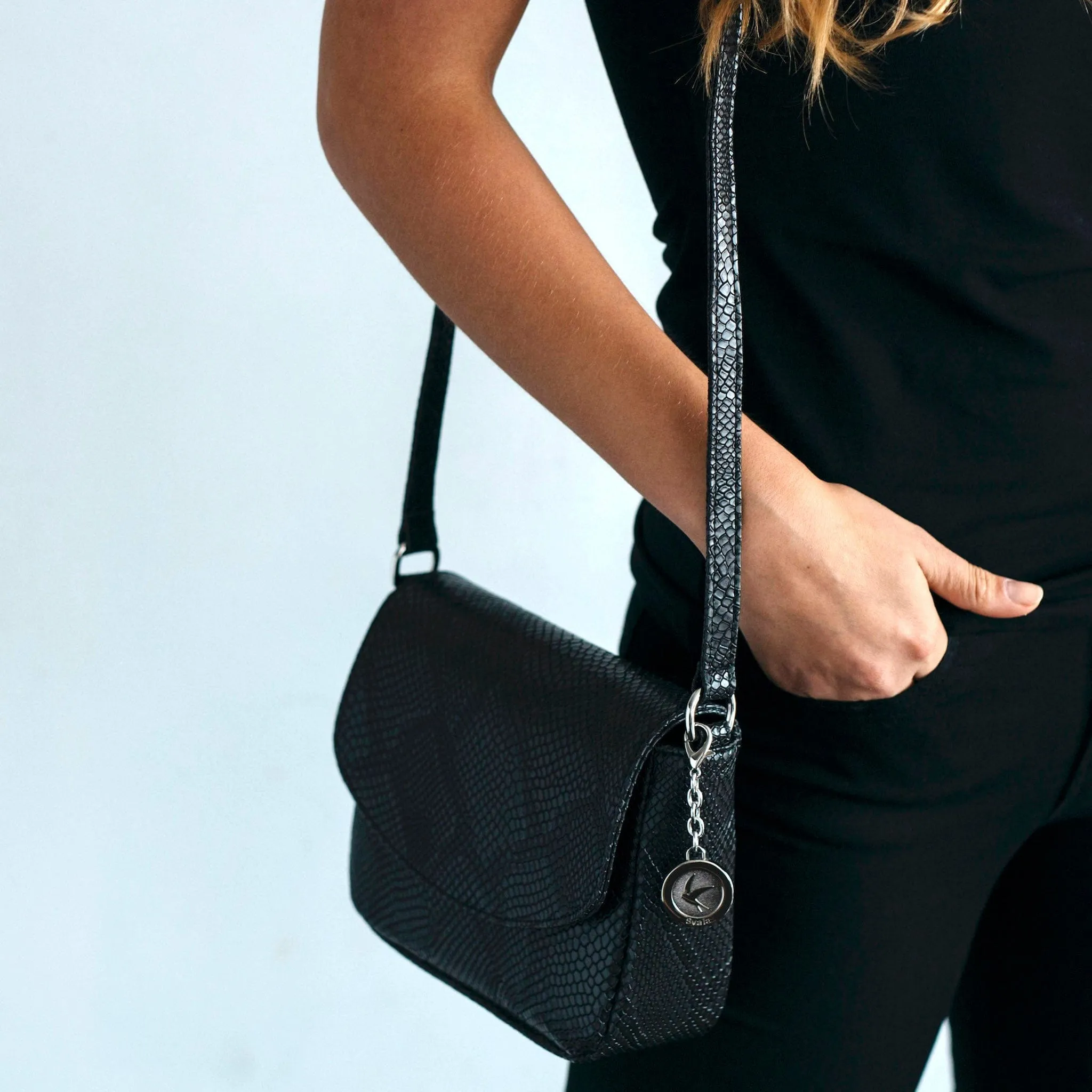 Tashi Vegan Leather Crossbody Bag | Black