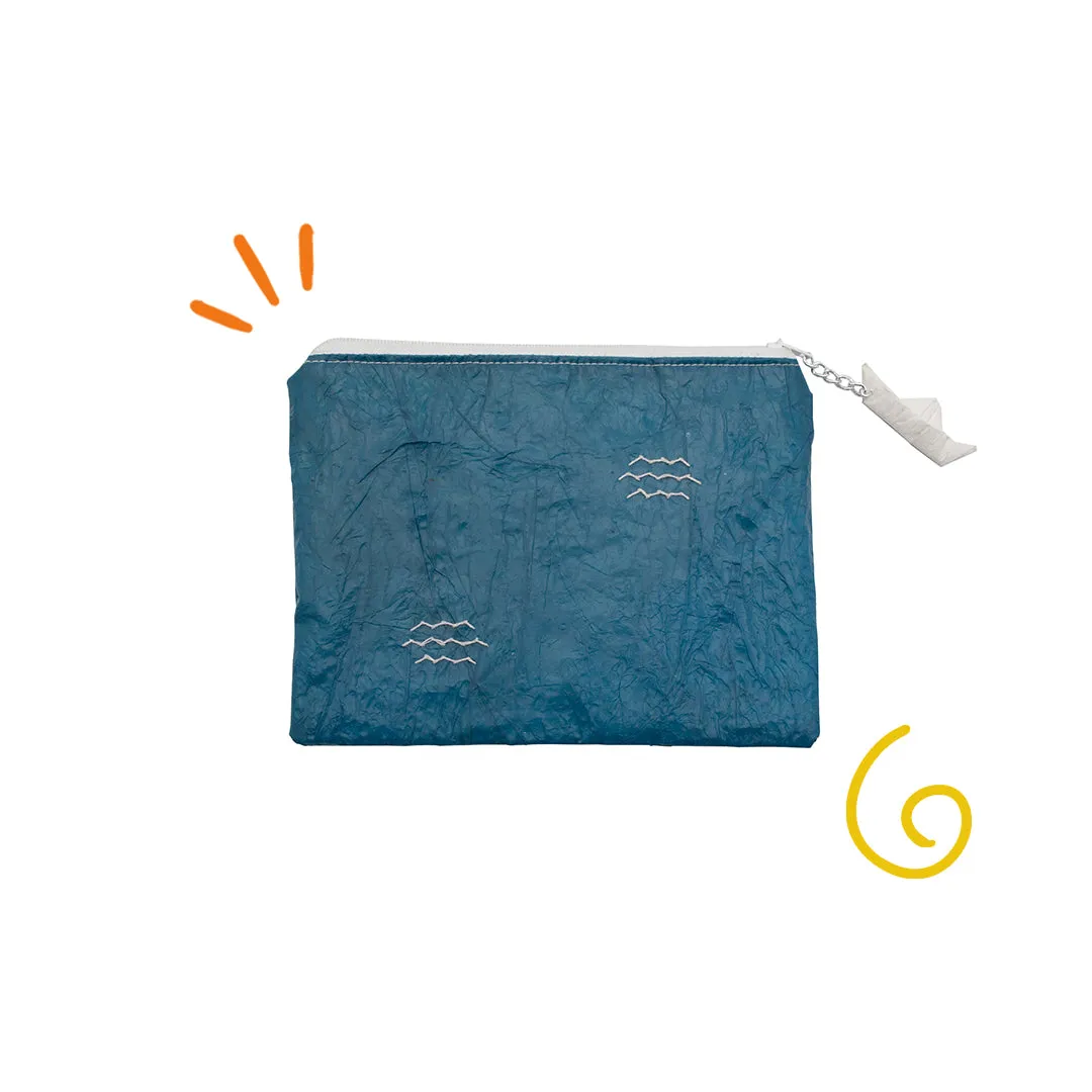 Three Waves Blue Pouch