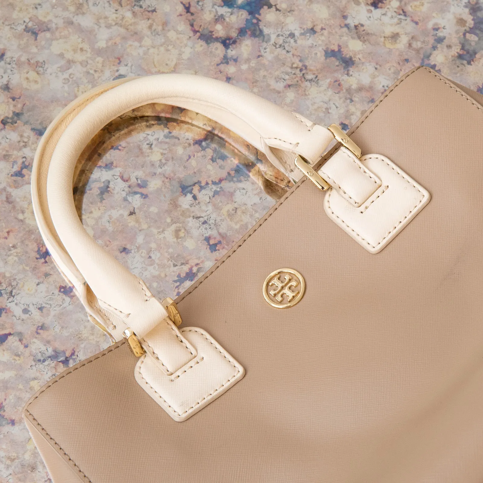 Tory Burch Beige Leather Tote Bag