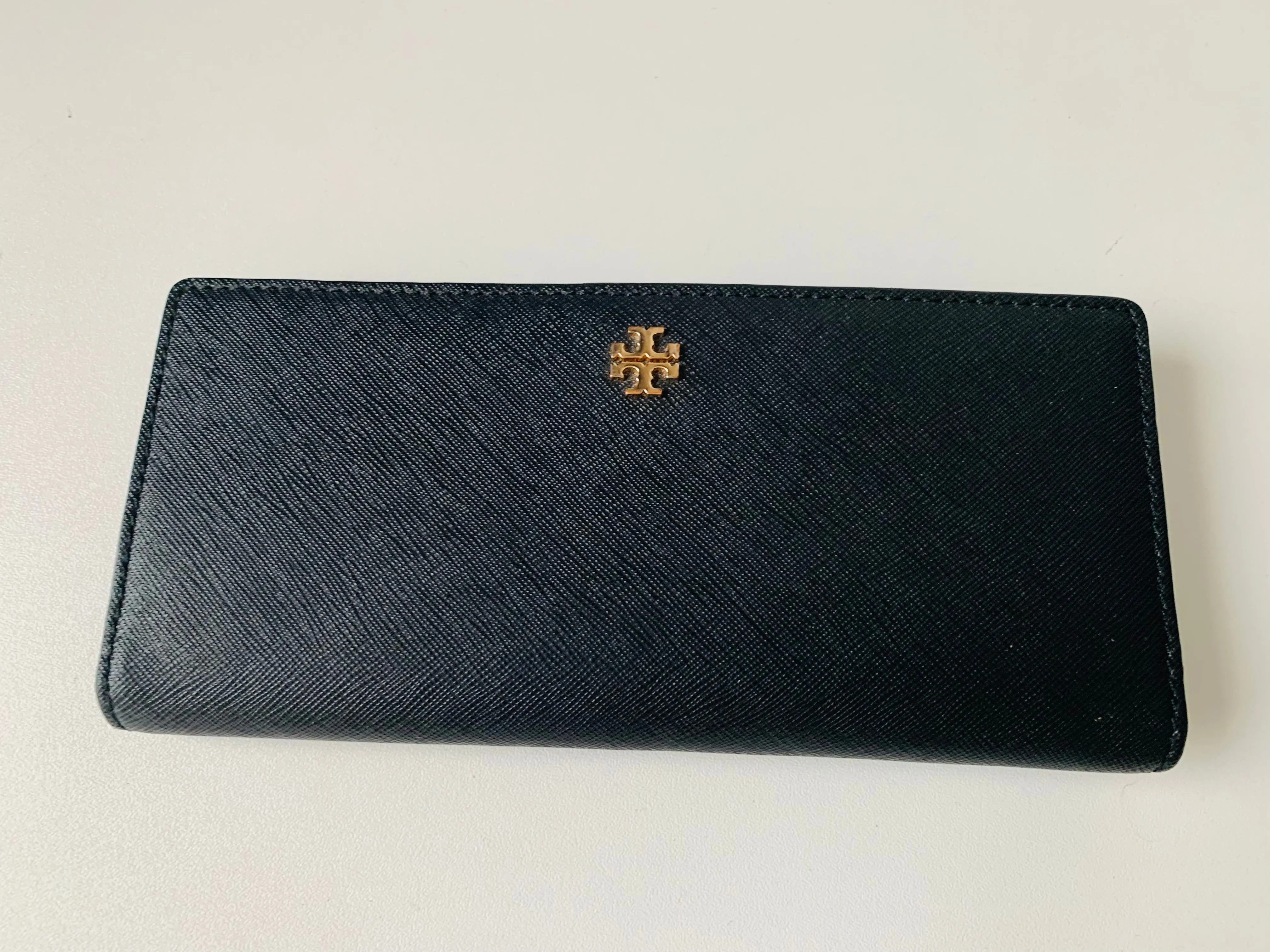 Tory Burch Black Saffiano Fold Over Wallet