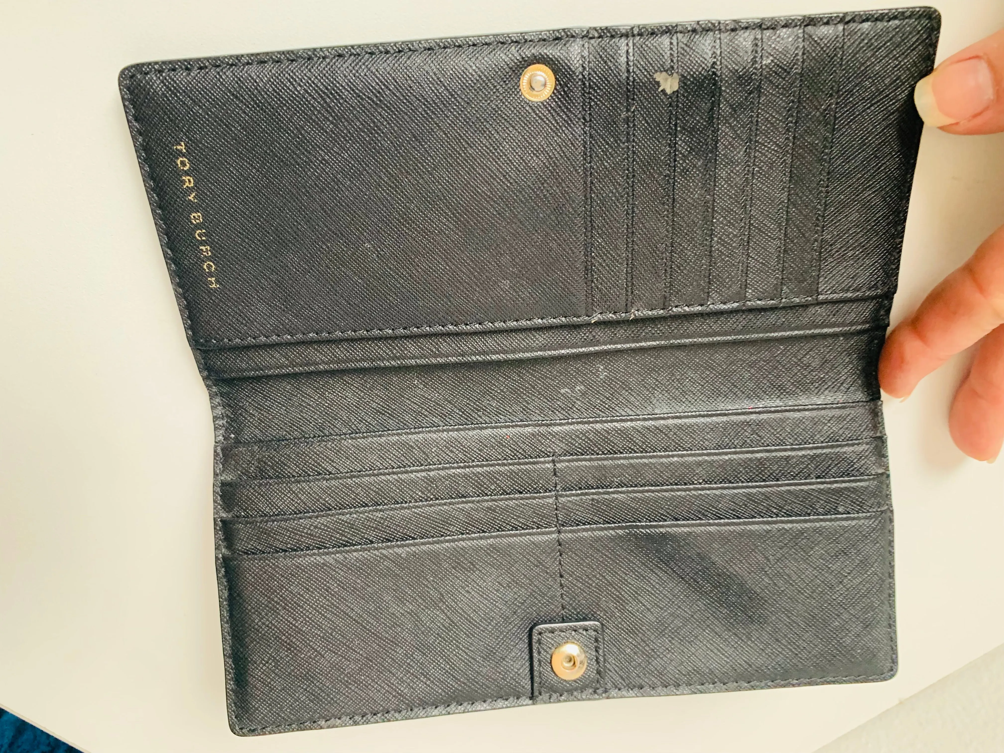 Tory Burch Black Saffiano Fold Over Wallet