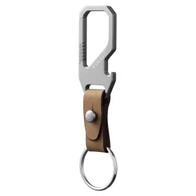 VKC100 - Titanium Leather Belt Loop Keychain with Bottle Opener & EDC Carabiner Key Ring