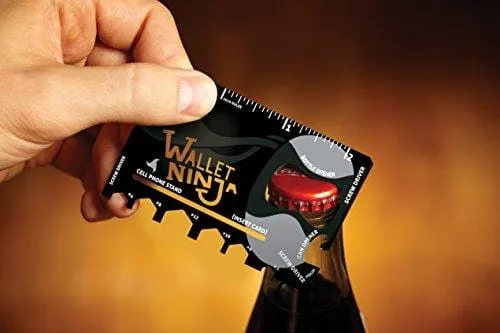 Wallet Ninja- 18 in 1 Credit Card Sized Multitool (#1 Best Selling in the World) (Black)