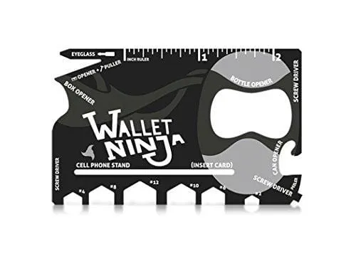 Wallet Ninja- 18 in 1 Credit Card Sized Multitool (#1 Best Selling in the World) (Black)