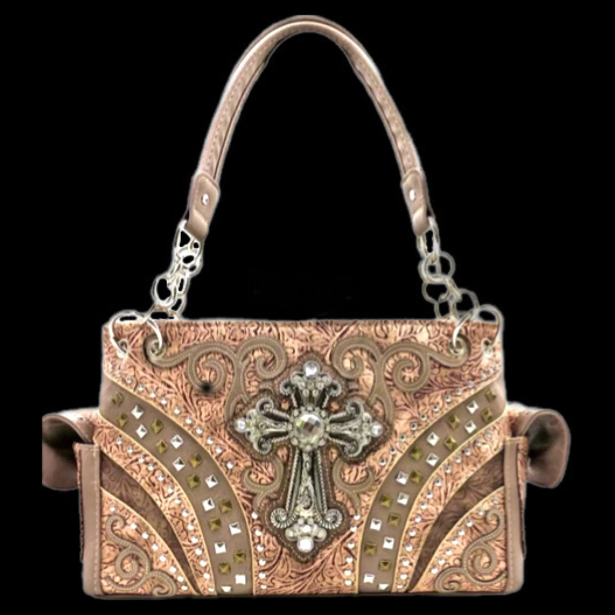 Western Studded Rhinestone Cross Shoulder Bag-BG