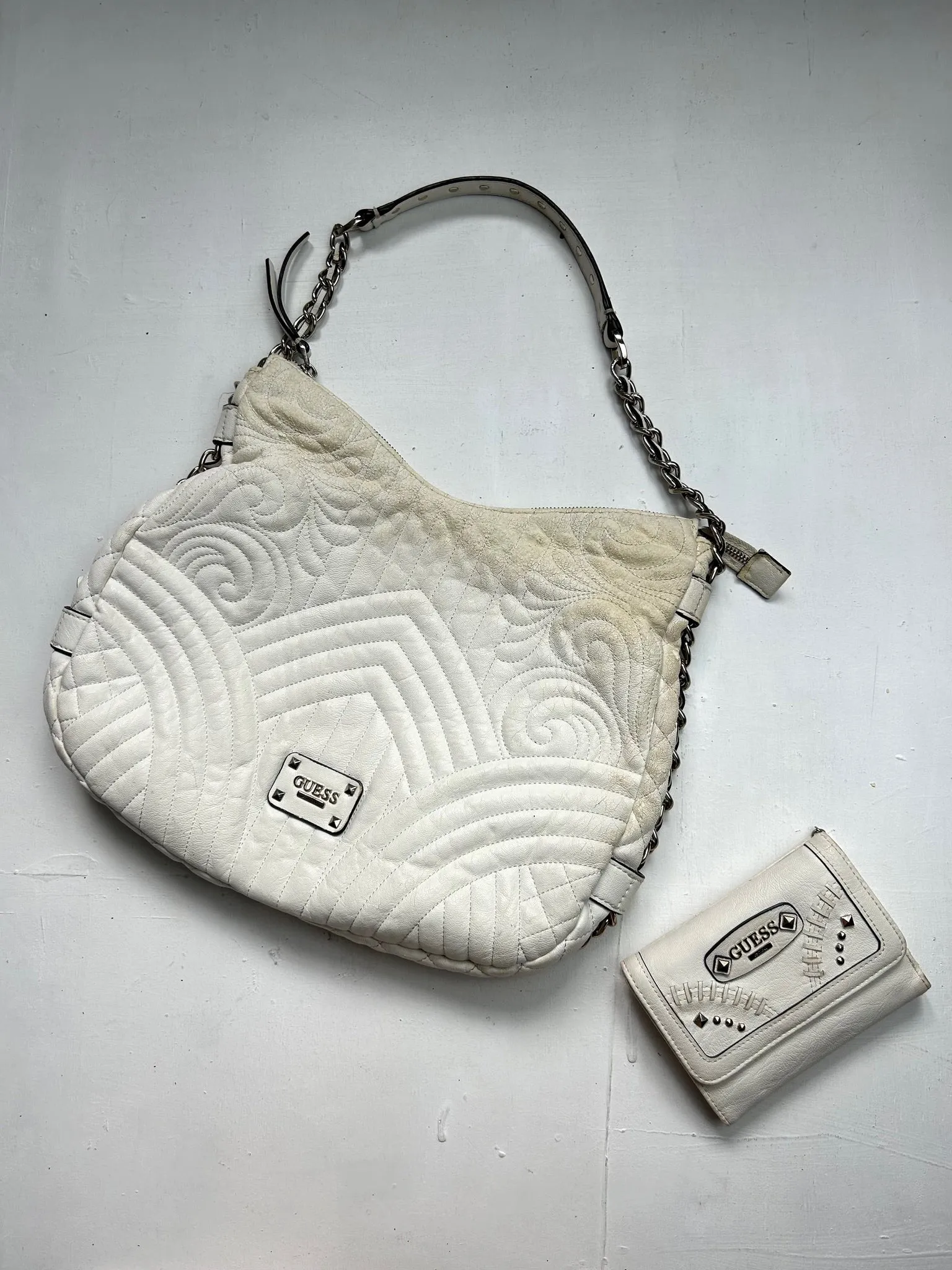 White pvc leather y2k vintage shoulder bag