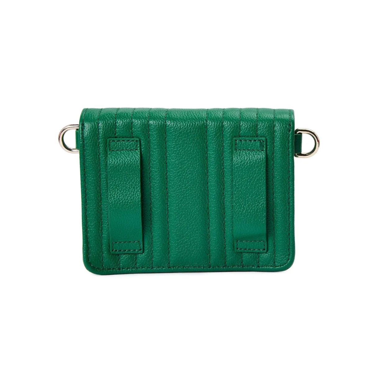 WOF Mimi Collection Leather Green Mini Bag with Wristlet and Lanyard