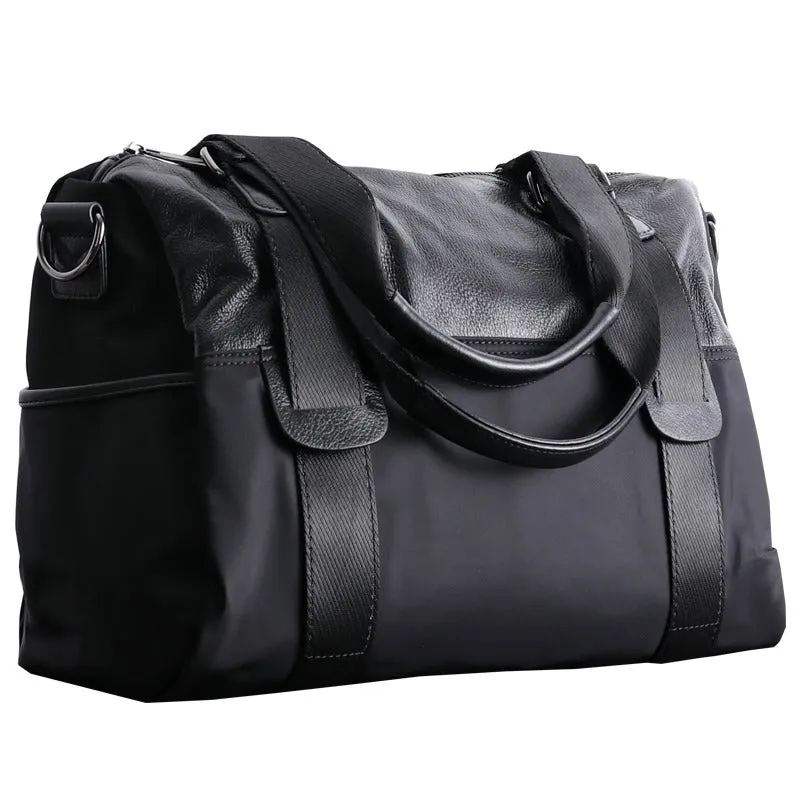 Womens Nylon Leather Shoulder Travel Bag Womens Black Nylon Gym Purse Nylon Duffle Handbag Purse for Ladies