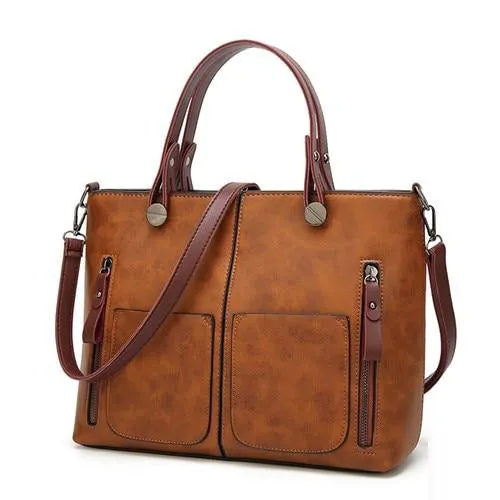 Women's Vintage Matte Stressed Casual Tote