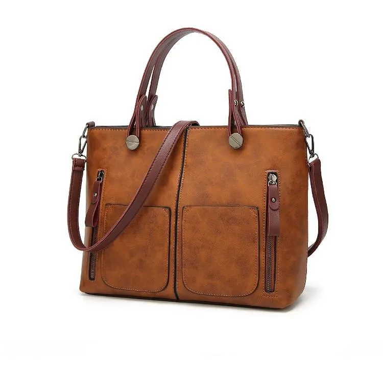 Women's Vintage Matte Stressed Casual Tote